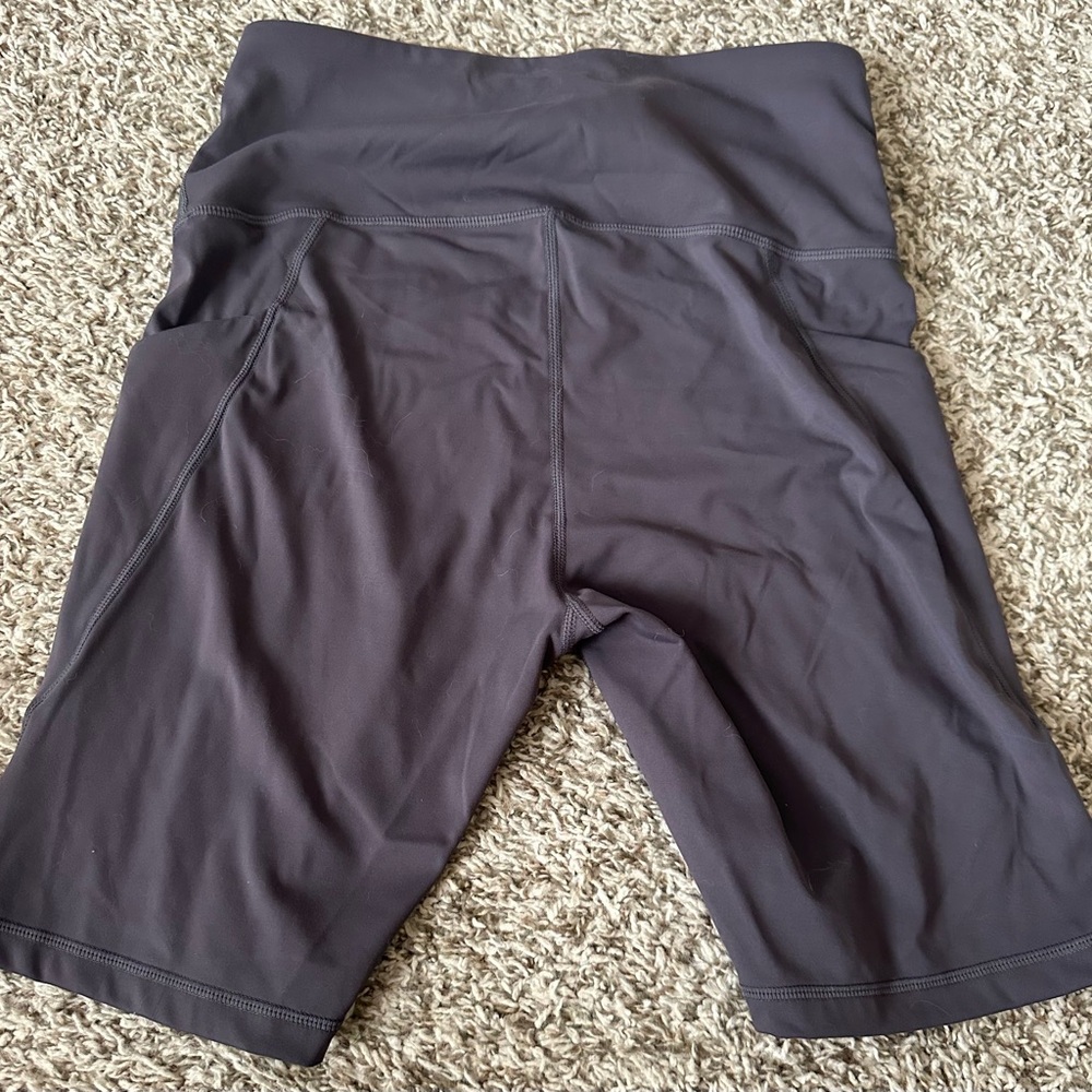 ADODOS Gray High Waisted Biker Shorts | Compression Yoga Gym Athleisure Shorts - Picture 3 of 5